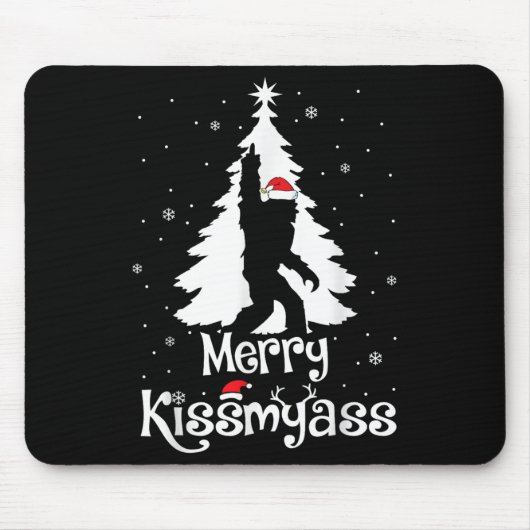 Tapis De Souris Merry Kissmy Funny Bigfoot Yeti Sasquatch Christma (Devant)