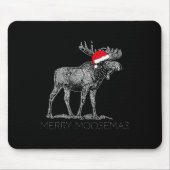 Tapis De Souris Merry Moosemas Christmas Moose With Santa Hat  (Devant)
