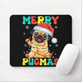 Tapis De Souris Merry Pugmas Pug Christmas Santa Pug Xmas Lights D (Avec souris)