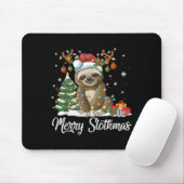 Tapis De Souris Merry Slothmas Funny Sloth Christmas Tree Lights X (Avec souris)
