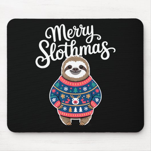 Tapis De Souris Merry Slothmas Sweater Funny Sloth Christmas Pajam (Devant)