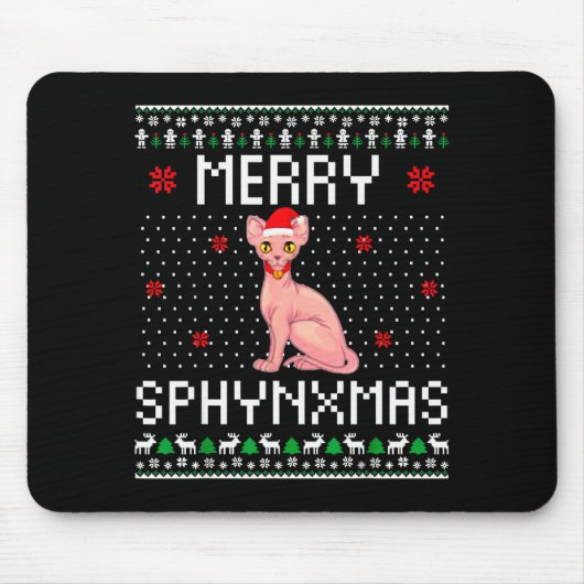 Tapis De Souris Merry Sphynxmas Sphynx Cat Lover Christmas Ugly Me (Devant)