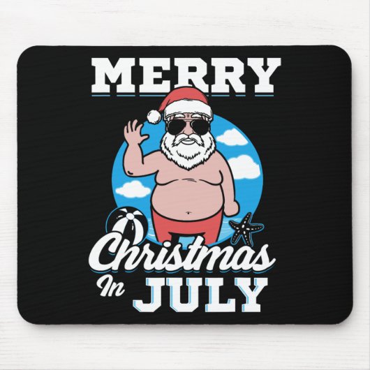 Tapis De Souris Merrychristmas In July Funny Santa  (Devant)