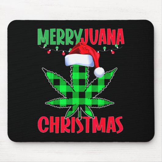 Tapis De Souris Merryjuana Weed Leaf Funny Christmas Pajama X-mas (Devant)