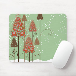 Tapis De Souris Merveilleux boulis arbres de Noël hiver Wonderland