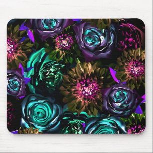Tapis De Souris Merveilleux Monde Sombre Glamour Floral Fleurs