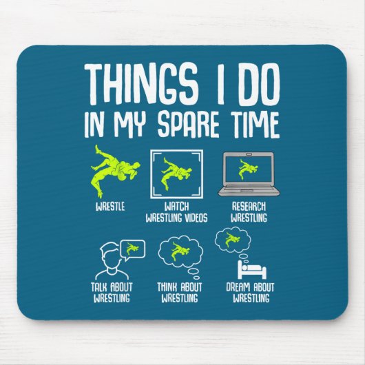 Tapis De Souris Mes trucs de catch Lutteur de temps libre (Devant)