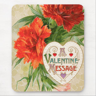 Tapis De Souris Message de la Saint-Valentin vintage, fleurs d'œil