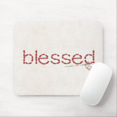Tapis De Souris message de texte BLESSED cousu rouge avec aiguille (Avec souris)