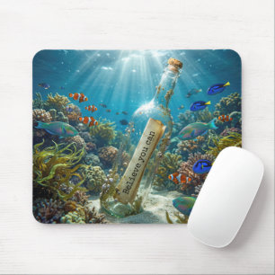 Tapis De Souris Message d'inspiration dans une bouteille