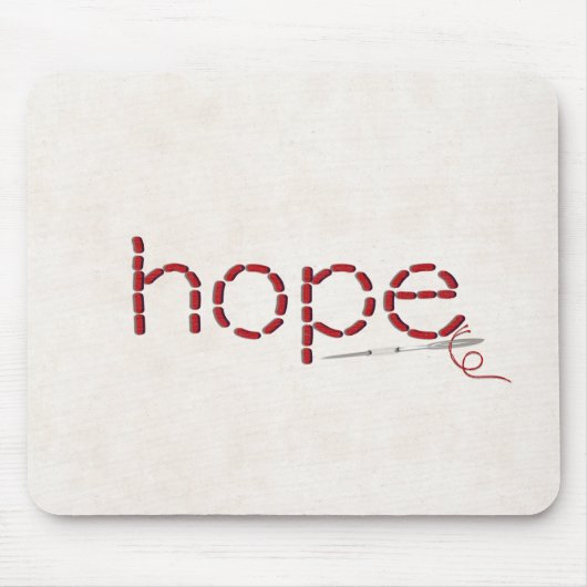 Tapis De Souris message texte HOPE cousu rouge avec aiguille (Devant)