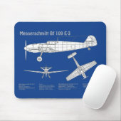 Tapis De Souris Messerschmitt Bf 109 - Plan d'avion ABD (Avec souris)
