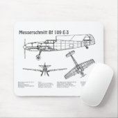 Tapis De Souris Messerschmitt Bf 109 - Plan d'avion BD (Avec souris)