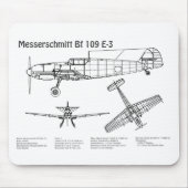 Tapis De Souris Messerschmitt Bf 109 - Plan d'avion BD (Devant)
