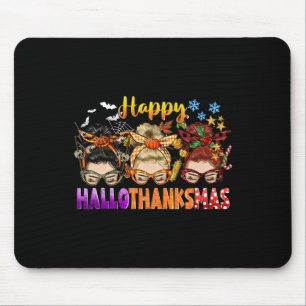 Tapis De Souris Messy Bun Halloween Aux Femmes De Noël Happy Hallo