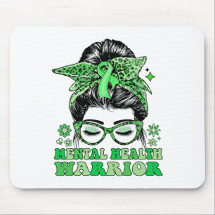 Tapis De Souris Messy Bun Leopard Green Ribbon Santé mentale Warri