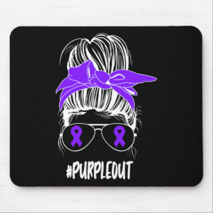 Tapis De Souris Messy Bun Purple Out Epilepsy Fighter Awareness Mo