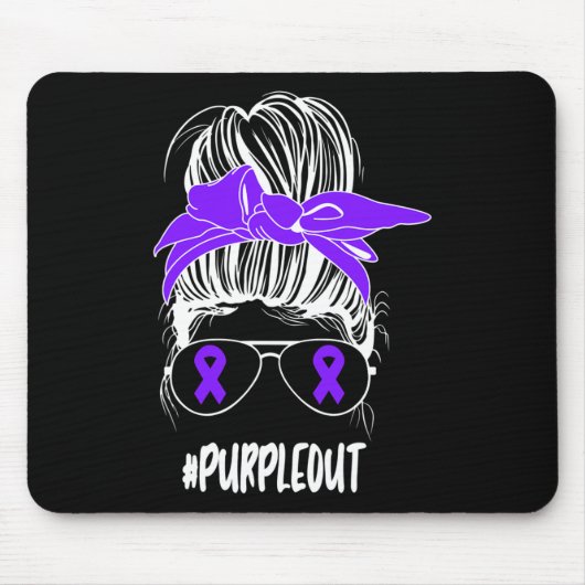 Tapis De Souris Messy Bun Purple Out Epilepsy Fighter Awareness Mo (Devant)