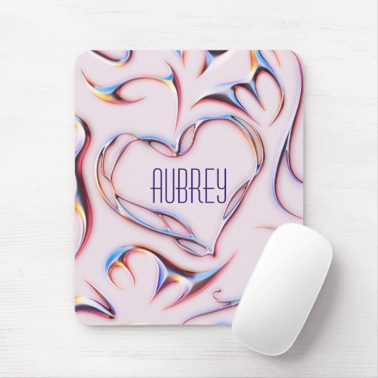 Tapis De Souris Metallic Futuriste Ajouter Nom Cyberpunk Heart (Avec souris)