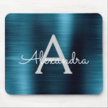 Tapis De Souris Métallurgique Bleu Business Foil Nom du monogramme<br><div class="desc">Faux Bleu Métal Brossé Métal Acier Inoxydable Nom Monogramme Mousepad. Ce Mousepad monogrammé peut être customisé pour inclure votre prénom et votre initiale et est parfait pour l'école ou le bureau et fait un grand cadeau de Noël ou d'anniversaire.</div>