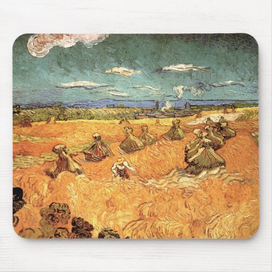 Tapis De Souris Meules avec moissonneuse de Vincent van Gogh (Devant)