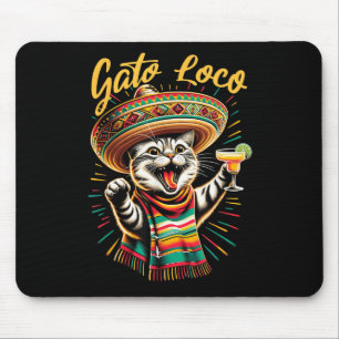 Tapis De Souris Mexicaine Gato Loco Sombrero Cat Cinco De Mayo Drô