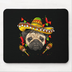 Tapis De Souris Mexique Cinco De Mayo Pug Chien Amoureux Animal Fa