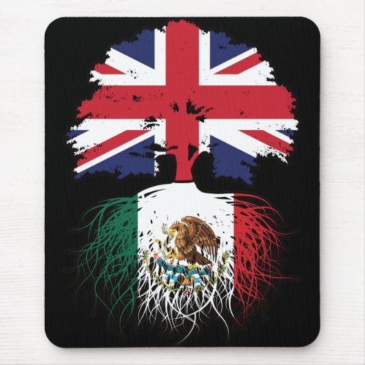 Tapis De Souris Mexique Mexique Royaume-Uni drapeau des racines de (Devant)