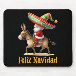 Tapis De Souris Mexique Père Noël équitation âne Noël Navidad Mexi