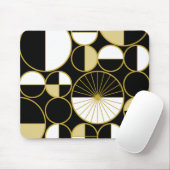 Tapis De Souris Mi-siècle Cercles modernes Moitié Or Noir (Avec souris)
