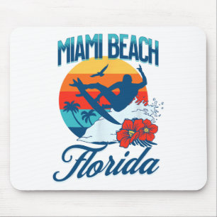 Tapis De Souris Miami Floride Plage Surf Été Vacances Vintage F