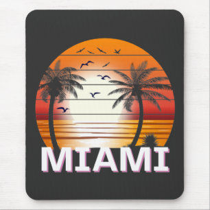 Tapis De Souris Miami Floride Vintage Palm Trees Summer Beach