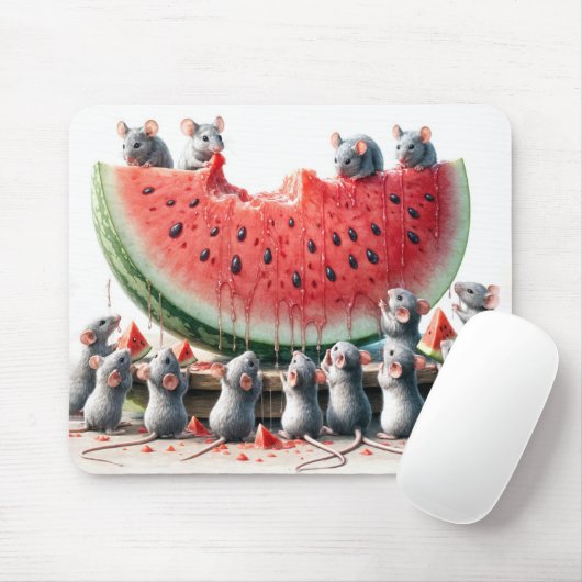 Tapis De Souris Mice On a Juicy Watermelon Wedge (Avec souris)