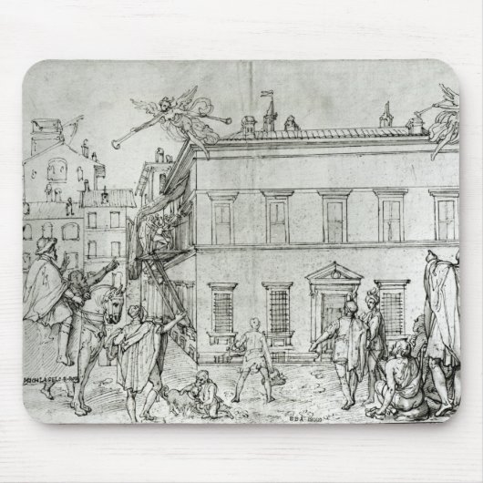 Tapis De Souris Michaël Angelo à cheval, rendant visite à un (Devant)