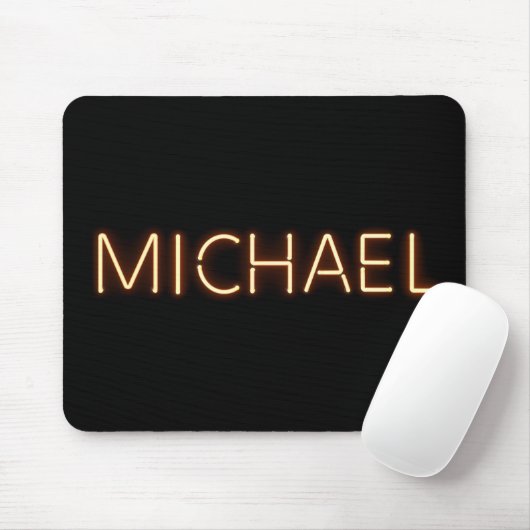 Tapis De Souris Michael Nom dans les lumières brillantes du néon (Avec souris)