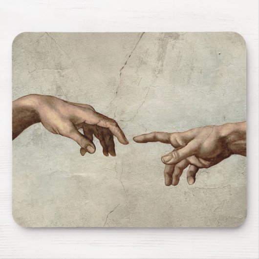 Tapis De Souris Michaelangelo mains création adam dieu (Devant)