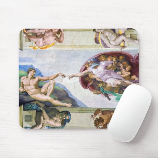 Tapis De Souris Michelangelo - Création d'Adam, Chapelle Sixtine (Avec souris)
