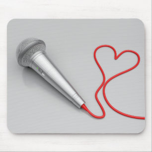 Tapis De Souris Microphone et coeur rouge