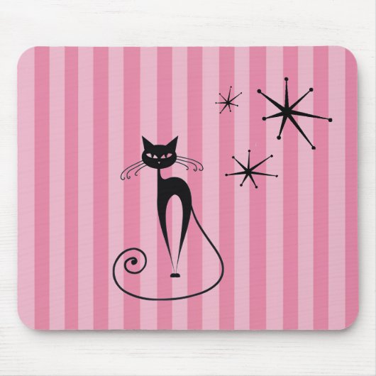 Tapis De Souris Mid-Century Atomic Black Cat Mousepad (Devant)