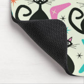 Tapis De Souris Mid Century Black Atomic Cats with Boomerangs (Coin)