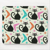 Tapis De Souris Mid Century Black Atomic Cats with Boomerangs (Devant)