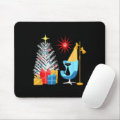 Tapis De Souris Mid-century Modern Christmas Tree And Cat In Retro (Avec souris)