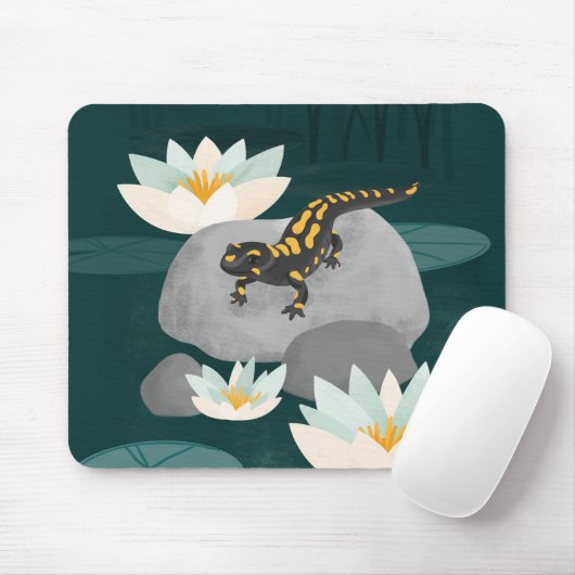 Tapis De Souris Midnight Pond Fire Salamander (Avec souris)
