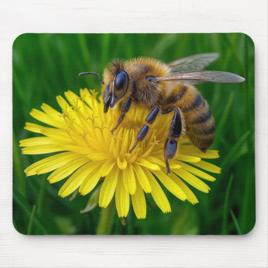Tapis De Souris Miel abeille sur un Dandelion Jaune (Devant)