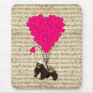 Tapis De Souris Miel blaireau et coeur