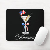 Tapis De Souris Mignon 4 juillet Drapeau américain Martini Queue (Avec souris)