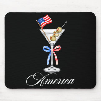 Tapis De Souris Mignon 4 juillet Drapeau américain Martini Queue