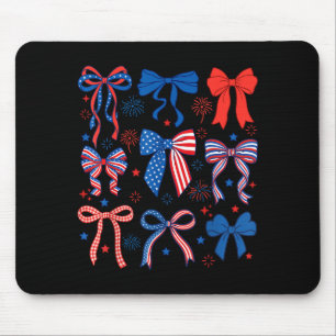 Tapis De Souris Mignon art graphique rouge et blanc du 4 juillet