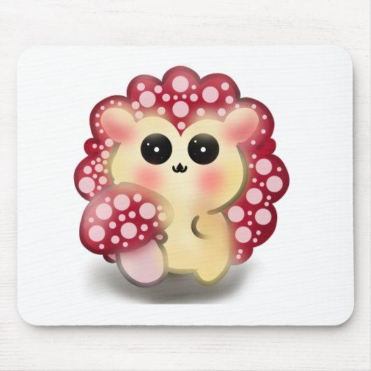Tapis De Souris Mignon Champignon Rouge Kawaii Hérisson Toadstool (Devant)