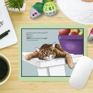 Tapis De Souris Mignon chat tabby orange Mignon friandises Drôle d